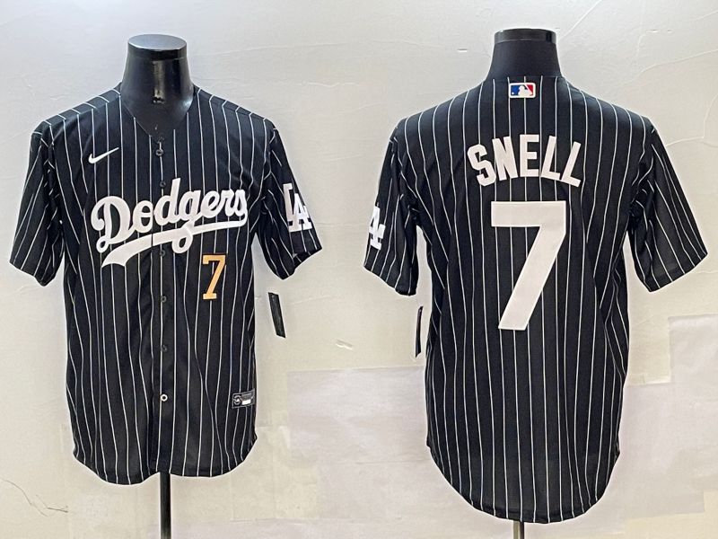 Men Los Angeles Dodgers #7 Snell Black Stripe Jointly Name 2025 Nike MLB Jersey style 10->los angeles dodgers->MLB Jersey